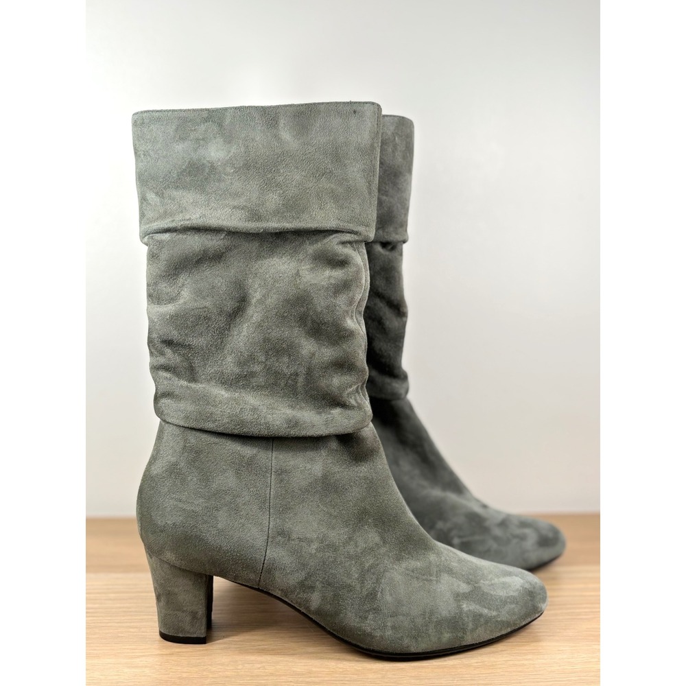 Vaneli Grey Suede Slouchy Mid Calf Block Heel Boots Size 9M